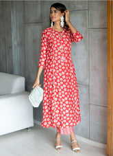 Gild Salwar Suit in Red Colour